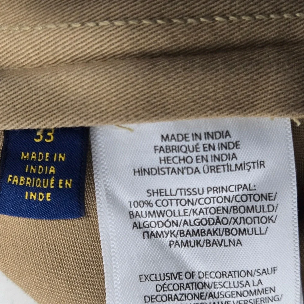 Polo Ralph Lauren Mens Relaxed Fit Cargo Shorts Khaki Tan Cotton 33x10 Blue Pony